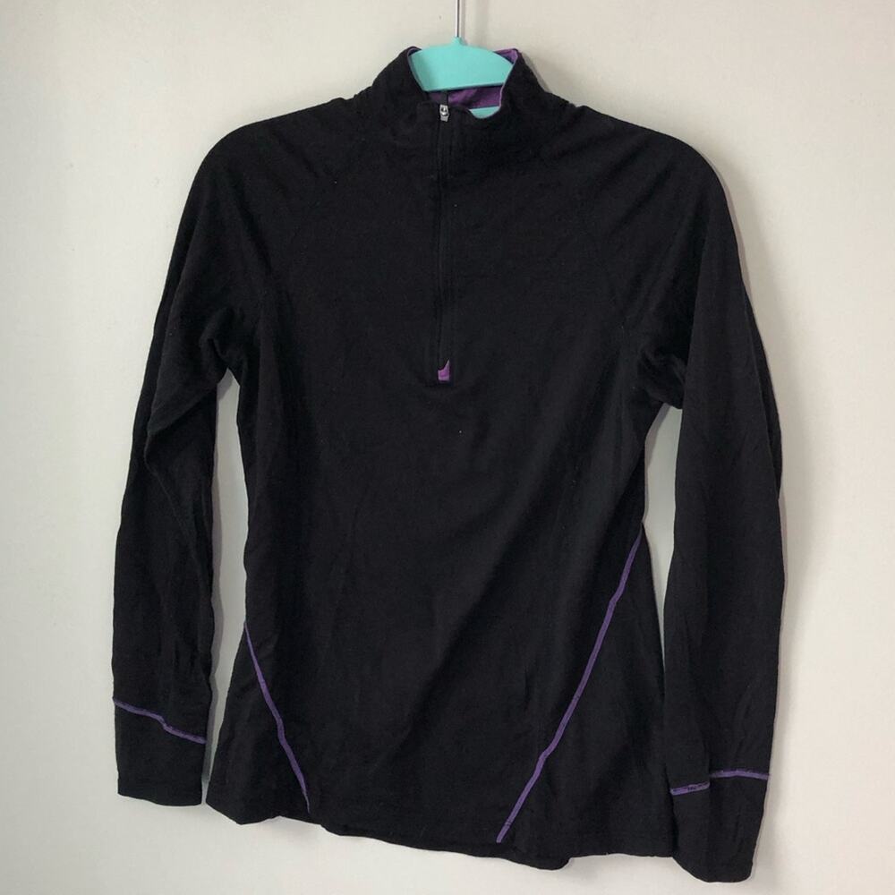 Ibex merino wool base layer long sleeve 1/4 zip mock neck pullover top womens S